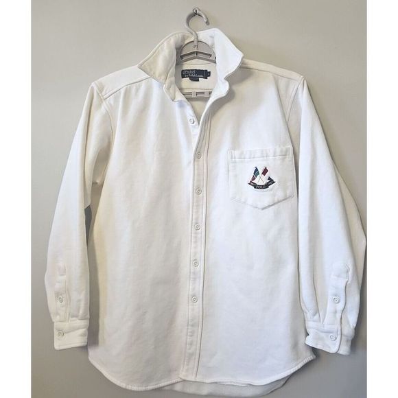 Polo Ralph Lauren 1987 Cross Flags Thick Button Up Shirt Men's Size Medium RARE! - Picture 1 of 8
